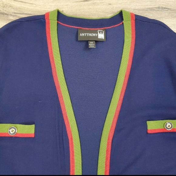 Antthony Blue Cardigan with Green and Red Trim (Final Markdown) - Picture 3 of 13